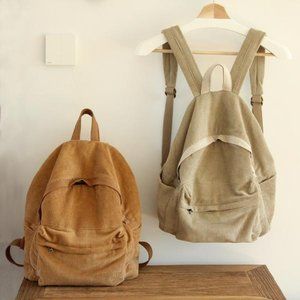 Corduroy Mini Backpack - Apricot